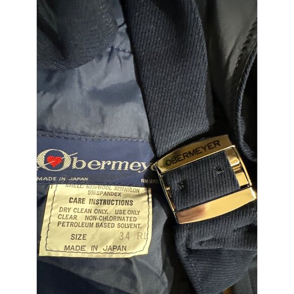 Obermeyer Men Ski Bib Pants Overalls 34 RL Wool Blend Padded Knees Navy Vtg - Picture 4 of 16